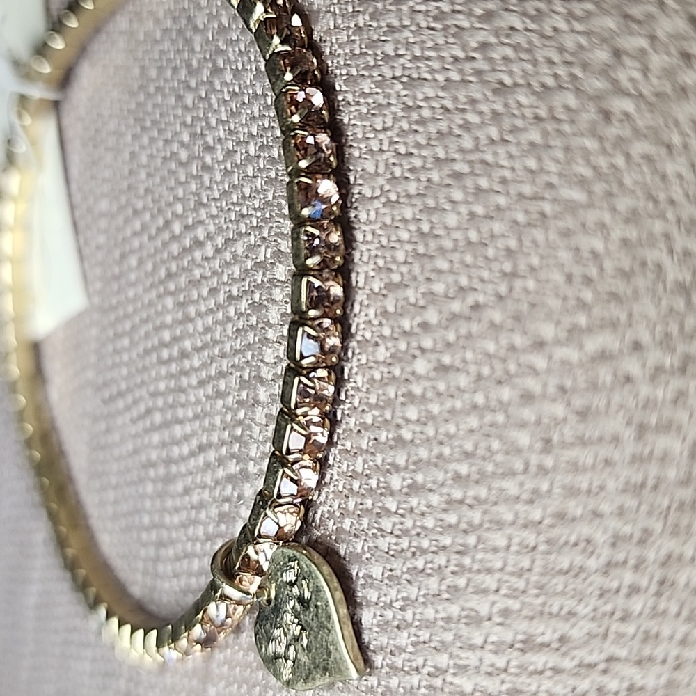 New Diamante Peach, Brass Plated Stretch Bracelet, NWT - Picture 4 of 7